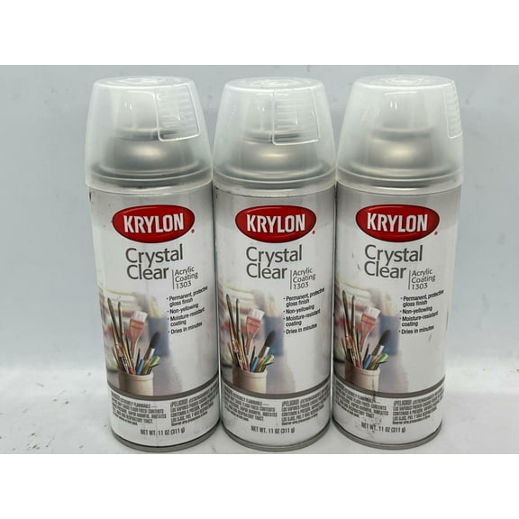 Krylon K01303007 Acrylic Spray Paint Crystal Clear in 11-Ounce Aerosol, 3 Pack