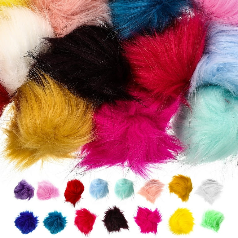 Decoendiy 16pcs Faux Fox Fur Pom Pom with Press Button, Colorful Removable  Fluffy Pompom Ball for Knitting Hats DIY Craft Projects, Snap on Pom Poms