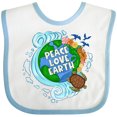thumbnail image 3 of Inktastic Earth Day Peace Love Earth with Turtle and Waves Boys or Girls Baby Bib, 3 of 4