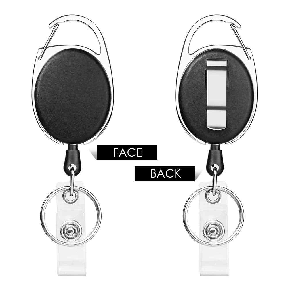 GOGO 100 Pcs Retractable Badge Holder Reel with Claw Clasp and Clip for ID Card Key Keychain Carabiner Holders