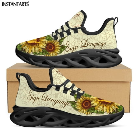 

Ladies Fashion Sneakers Beautiful Sunflowers Prints Classical Creative Causal Flex Control Sports Shoes for Females