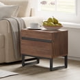 thumbnail image 6 of WAMPAT 2 Pack Nightstand with 2 Drawers for Bedroom, Modern Bedside Table with Black Square Iron Leg, Wood Rustic Side End Table for Living Room,Brown, 6 of 9