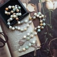 thumbnail image 4 of Natural Stone Beads Rosary Necklace Catholic Cross Pendant Necklaces for Women, 4 of 9