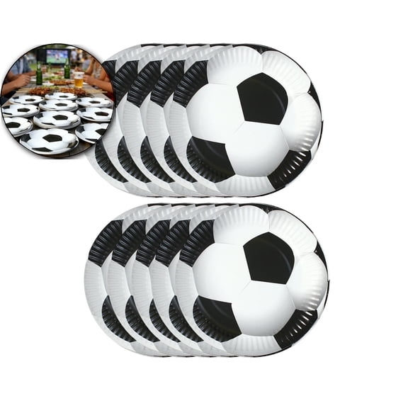 10Pcs Soccer Party Round Paper Plates 9" Soccer Disposable Paper Plates for Balls Sports Theme Party Decorations