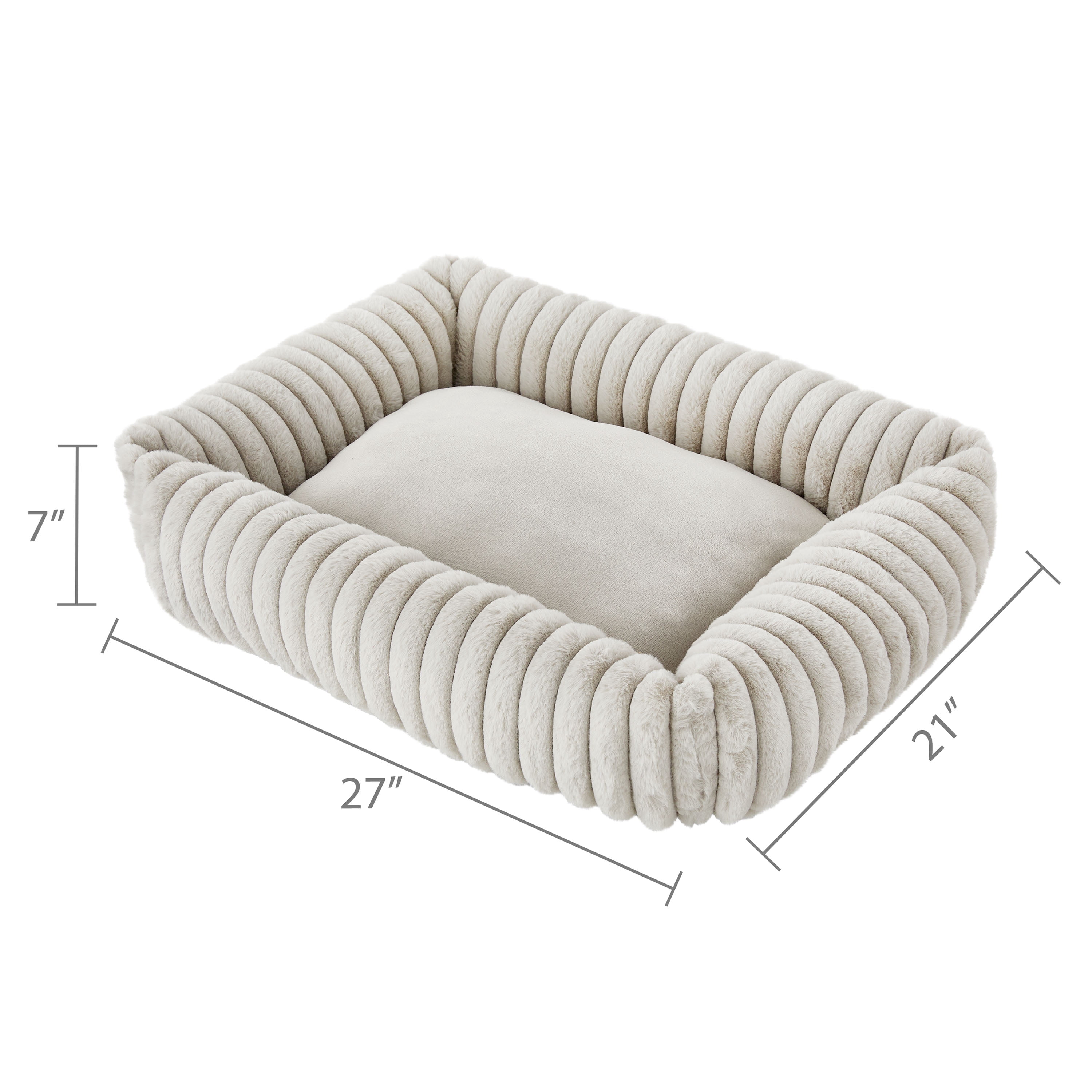 Vibrant Life Medium Thick Corduroy Plush Bolster Dog Bed, Gray, 21" x 27"