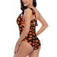 thumbnail image 4 of Rateoe Pumpkin Fallen Leaves Pattern Women One Piece Swimsuits Tummy Control One Shoulder Bathing Suits Ruffle Swimwear-Large, 4 of 6