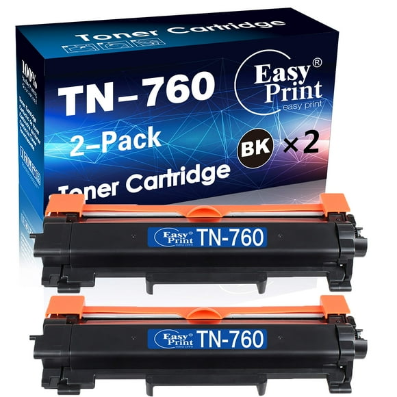 (2-Pack) Compatible Tn-760 Toner Cartridge Tn760 Used For Brother Hl-L2350Dw Hl-L2395Dw Mfc-L2710Dw Mfc-L2750Dwxl Printer, By Easyprint