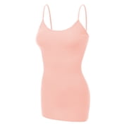 Essential Basic Women Basic Built In Bra Spaghetti Strap Layering Cami Top Tank - Junior Size