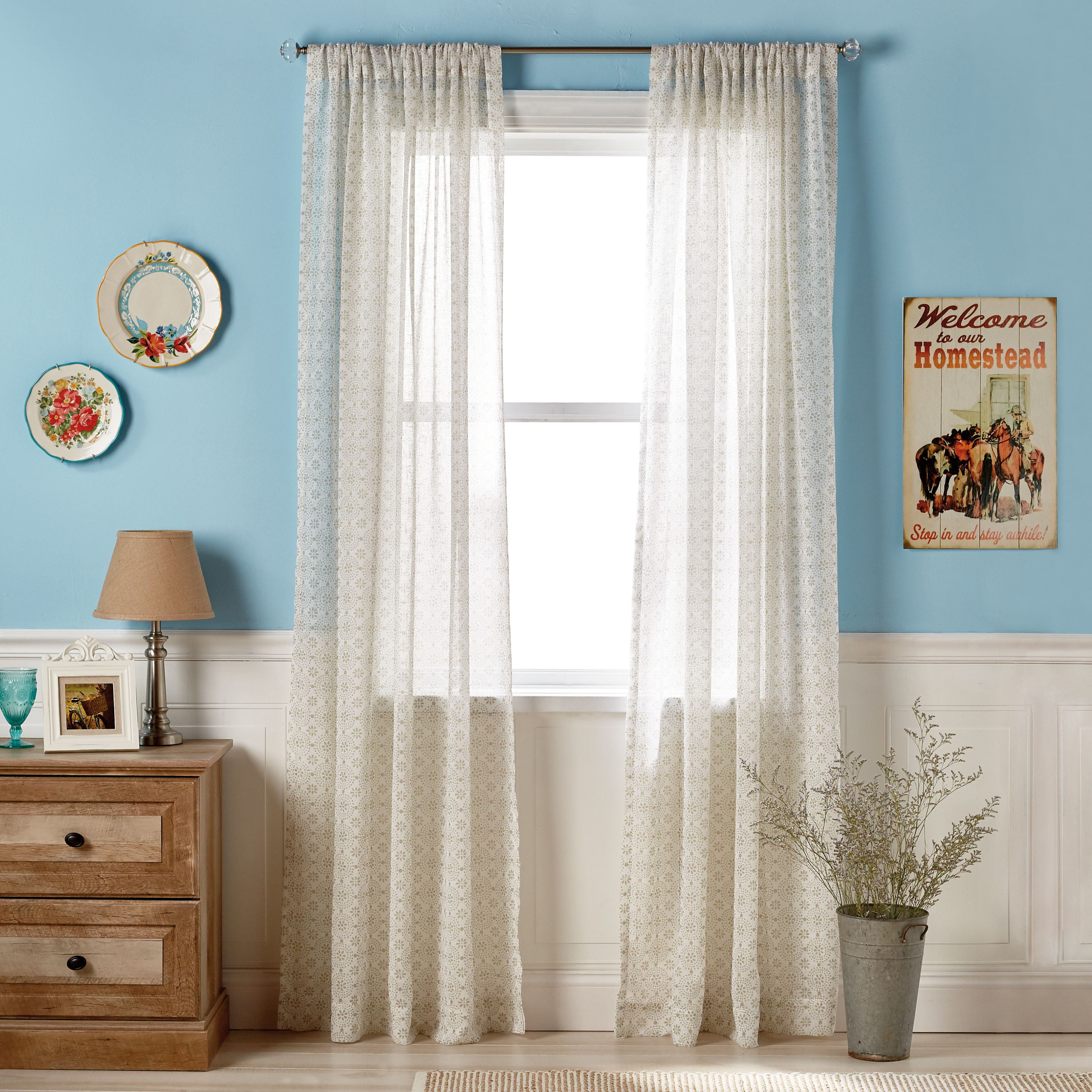 The Pioneer Woman Pioneer Toile Pole Top Curtain Panel 