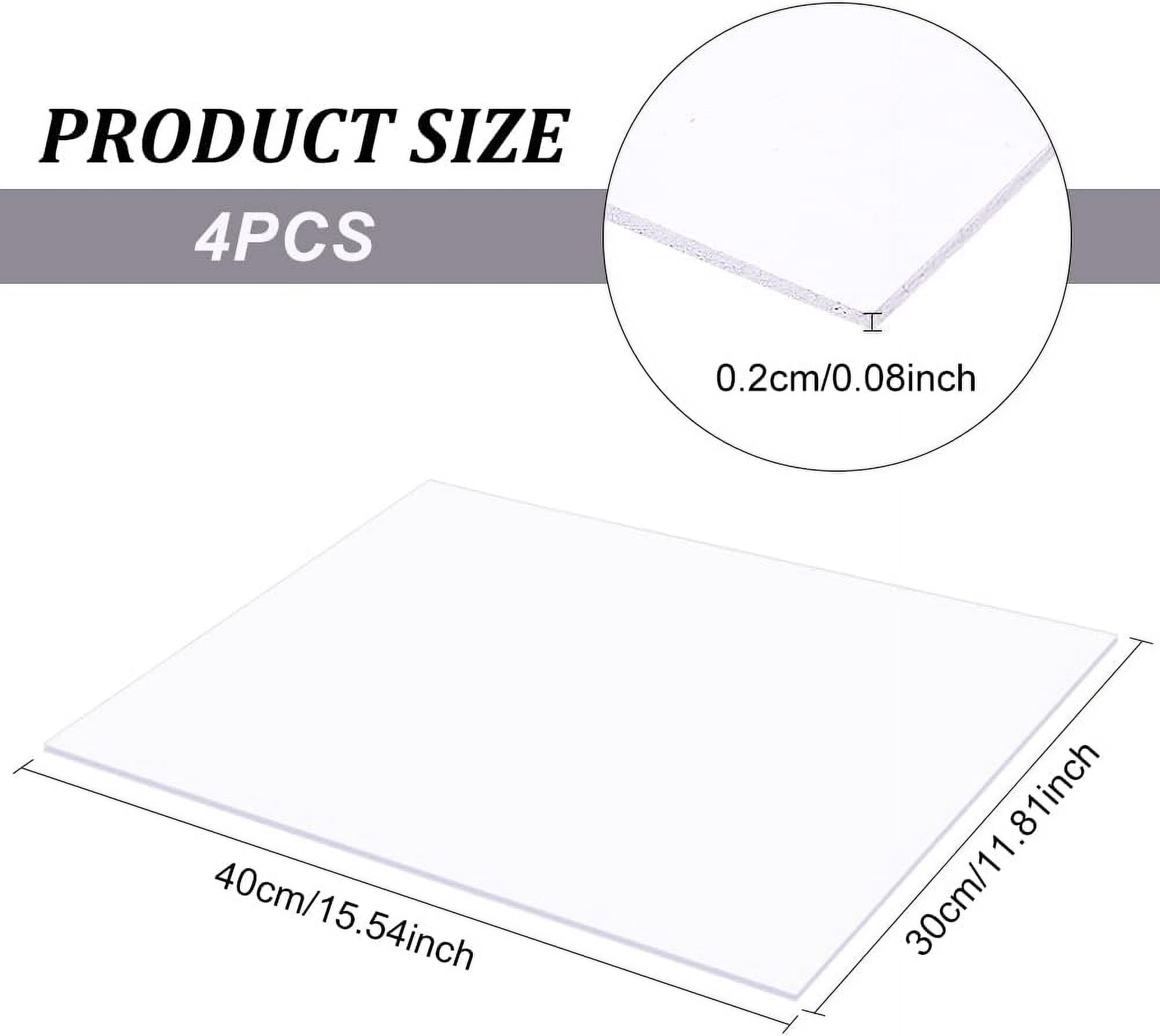 4Pcs 2mm PVC Foam Sheet White Plastic Sheet 11.8x15.7 Inch Lightweight Rigid Foam Expanded PVC Sheet for Crafts DIY Making Screen Printing and Art Display