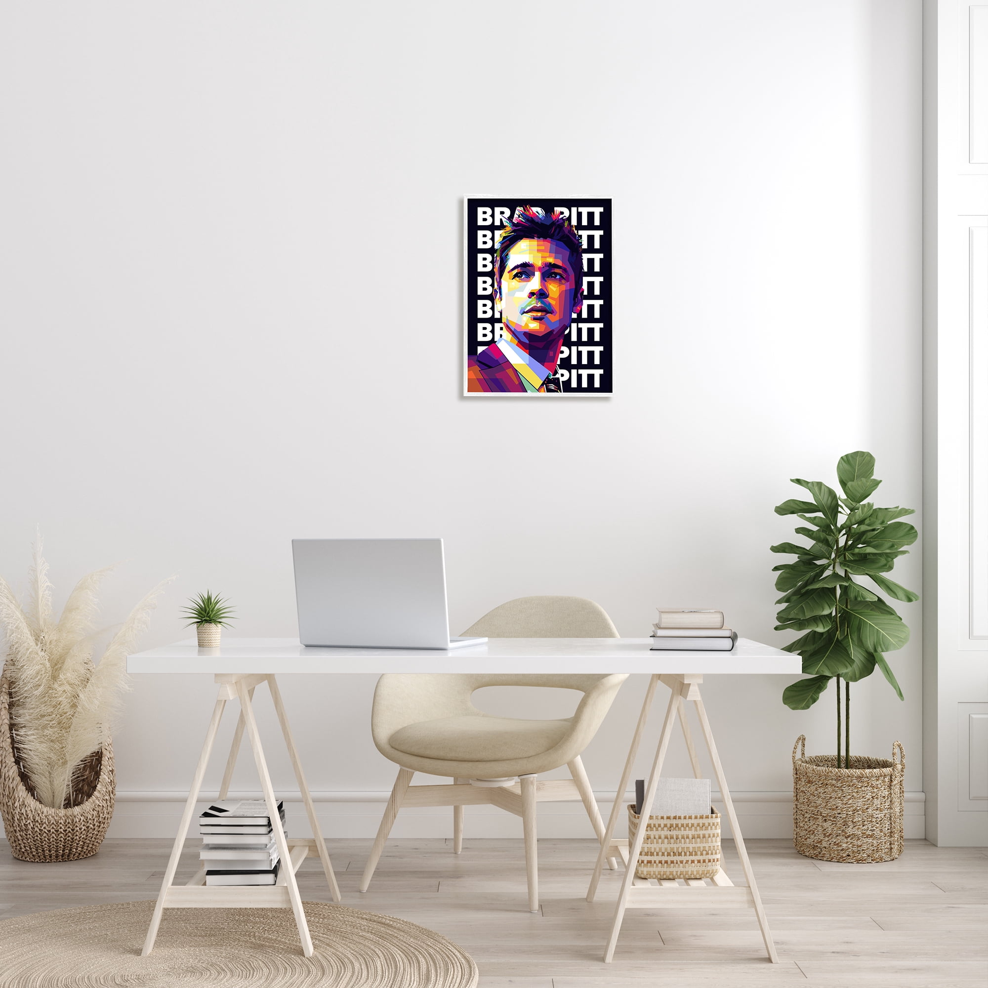 Stupell Industries Brad Pitt Modern Portrait Abstract Geometric Pattern, 16 x 20, Design by Birch&Ink