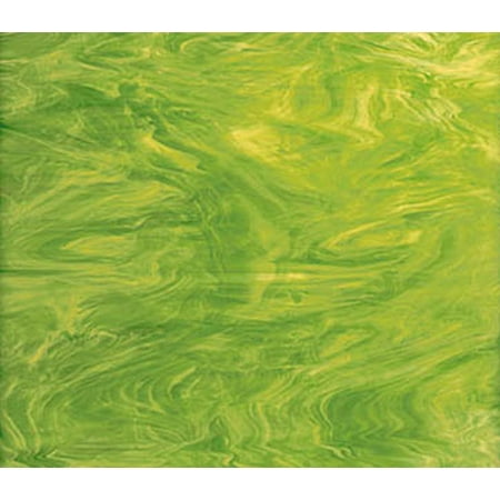 OCEANSIDE STAINED/FUSING GLASS SHEETS - LIME GREEN/WHITE FUSIBLE (Small 8" x 12")