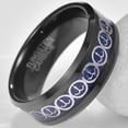 thumbnail image 2 of 8MM Tungsten Rings for Unisex Silver Aries Pettern and Blue Carbon Fiber Inlay Black Tungsten Engagement Wedding Band Polished Beveled Edges Size 7-12, 2 of 5