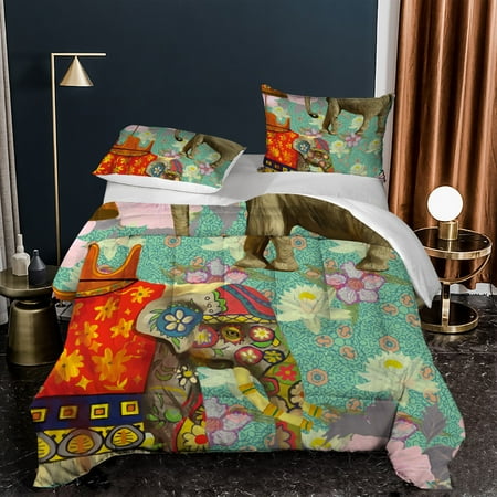 

3d Digital Printing Thick Feather Silk Cotton Animal Elephant