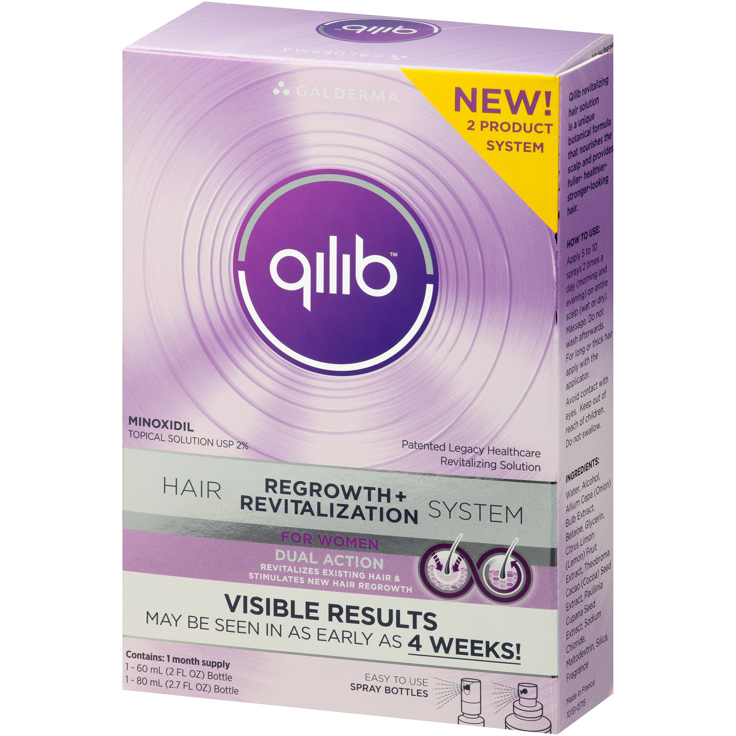 Qilib Hair Regrowth + Revitalization System for Women 2 Product System   fl. oz. Box 