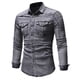 thumbnail image 4 of Camisa vaquera de manga larga para hombre con lavado de solapa y botones a juego para montañismo al aire libre Pompotops  oipoqjl27473, 4 of 7