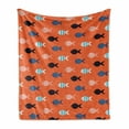 thumbnail image 1 of Peach Soft Flannel Fleece Throw Blanket, Fishes Motif Nautical Marine Sea Underwater Creature Animal Aquarium, Cozy Plush for Indoor and Outdoor Use, 60" x 80", Persian Blue Salmon Teal, by Ambesonne, 1 of 6