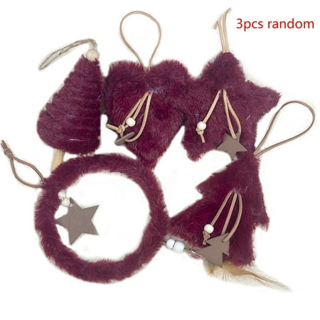 

OOKWE 3 PCS for Creative Plush Christmas Tree Hanging Pendants Star Feather Ornament Christmas Hanging Decorations for Home Xm