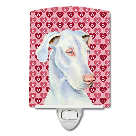 Caroline's Treasures LH9131CNL Great Dane Hearts Love and Valentine's Day Portrait Ceramic Night Light, 6x4x3",