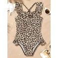 thumbnail image 4 of Kiijoy Girls Leopard Ruffle One-Piece Swimsuit Square Neck Beach Bathing Suit, Sizes 9-10, 4 of 4