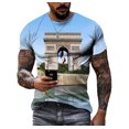 thumbnail image 1 of T-shirt Commémoratif Tour Eiffel Française pour Hommes Été Personnalité Manches Courtes Impression 3D Rétro Col Rond, 1 of 5