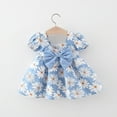 thumbnail image 4 of Zwiiyzr 2025 6M-3Y Newborn Baby Girl Clothes Cotton Dresses Infant Casual Puff Sleeve Sundress Summer Toddler Girl Dress Blue, 4 of 7