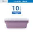 thumbnail image 3 of Mainstays 10-Piece Meal Prep Set, 5 Containers + 5 Lids, 1-Compartment, 1 L, BPA-Free, Lilac Bloom, 3 of 10