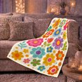 thumbnail image 6 of 70S Groovy autumn celebration Flower Design Retro Orange Pink, Cozy Pet Portrait Pattern, Warm Flannel Blanket for Living Room and Bedroom, Cat Lovers autumn celebration Gift, Pet Lover Home Decor, 6 of 9