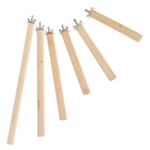 NIAIZEK 6Pcs Wooden Parakeet Perches for Cage Khaki Bird Stand with Claw Grinding Stick Practical