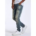 thumbnail image 3 of Crysp Denim Men's Distressed Rip & Repair Stonewashed Skinny Fit Stretch Jeans (28, Blue Stonewashed), 3 of 6