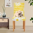 thumbnail image 6 of Cute Daisy Yellow Stripes Parson Chair Covers, Chair Covers for Dining Room 4 Pack, Chair Cushion Covers for Dining Chairs, Spandex and Polyester Covers for Kitchen Chairs, 6 of 6
