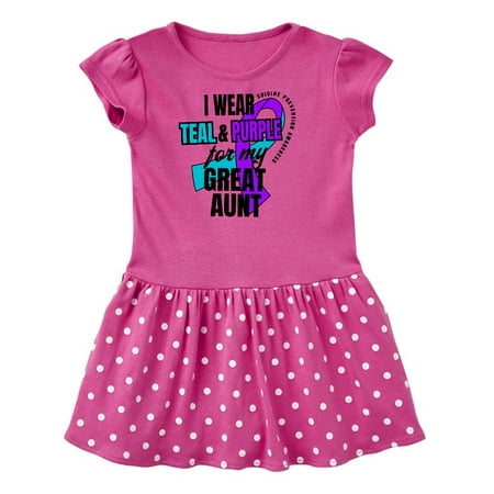 

Inktastic Suicide Prevention I Wear Teal and Purple for My Great Aunt Gift Toddler Girl Dress