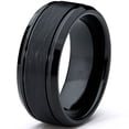 thumbnail image 2 of Metal Masters Tungsten Carbide Mens Black Brushed Textured Center Ring Band 8mm Comfort-Fit, 2 of 7