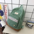thumbnail image 2 of Mochila escolar para mujer, mochila de viaje de retazos de gran capacidad (verde), 2 of 5