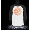 thumbnail image 2 of Shop4Ever Men's Basketball Word Cloud Orange Ball Silhouette Raglan Baseball Shirt X-Small White/Black, 2 of 4
