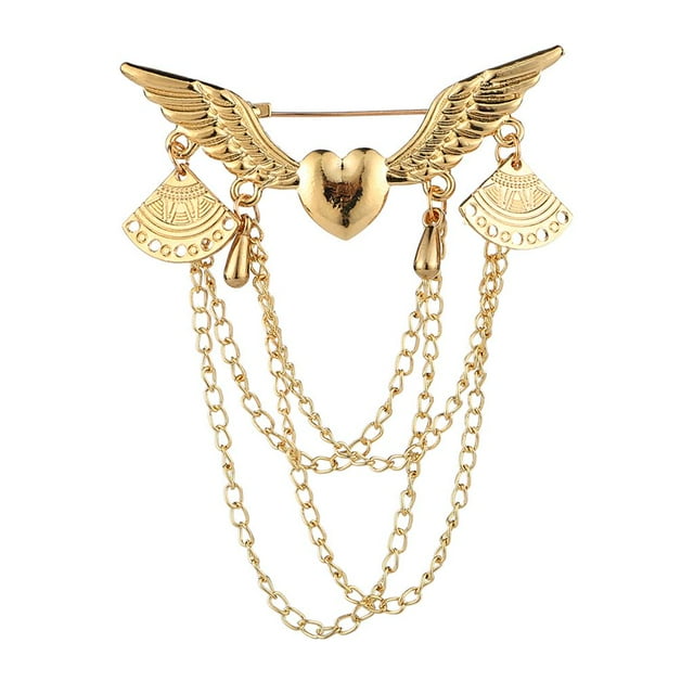 Broche de cadena Zulema plateado con borla para trajes de hombre dorado