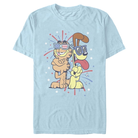 Mens Garfield Patriotic Cat and Dog Celebration T Shirt