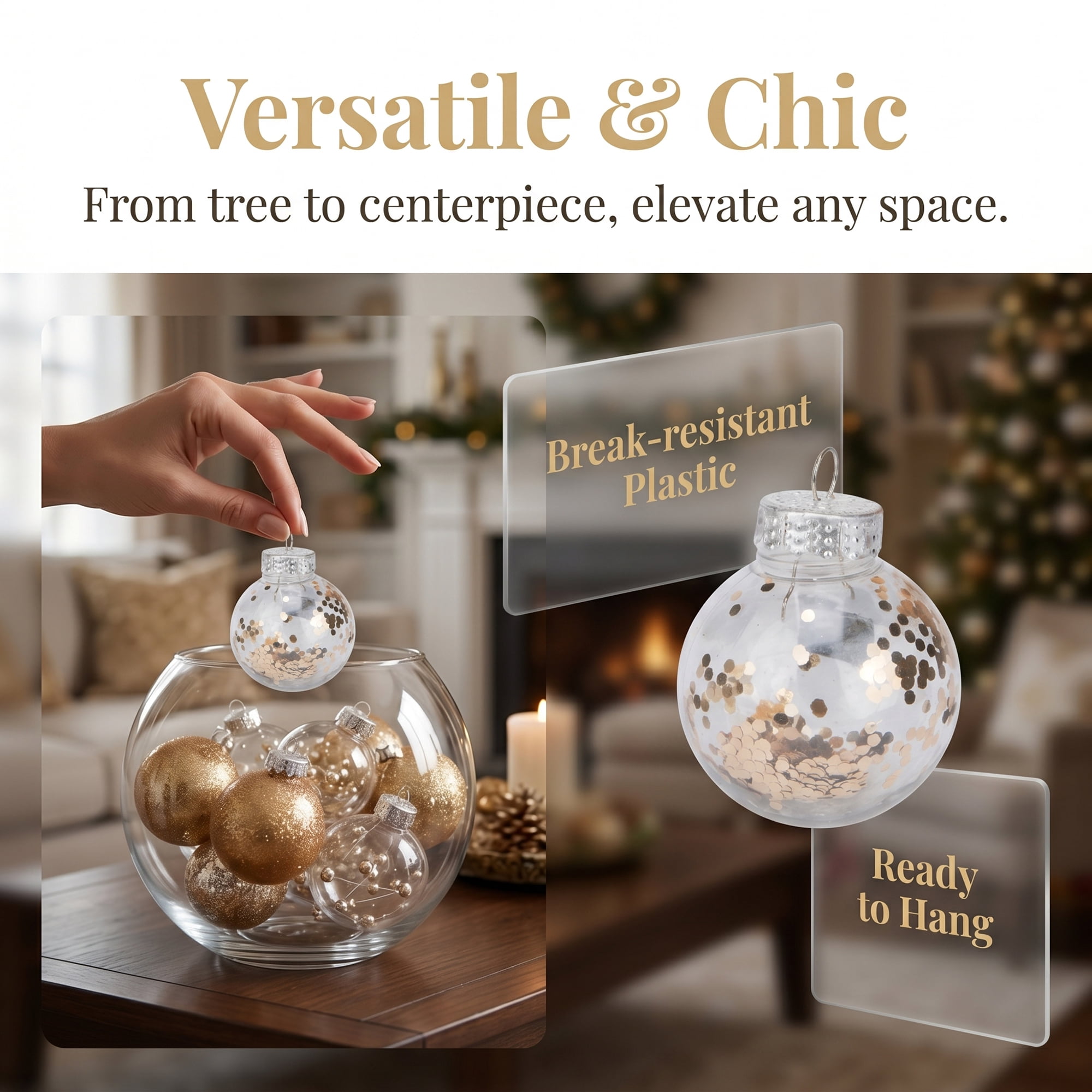 Unique Bargains Christmas Tree Ornaments - 24 Pack Baubles Shatterproof Ball Gold 2.4"