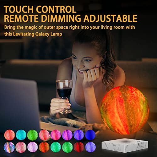 VGAzer Floating Galaxy Moon Lamp with 16 LED Colors, Levitating Galaxy Night Light , Multi-color Rotating Table Lamp Touch Control , 3D Printed Desk Moon Light Decor