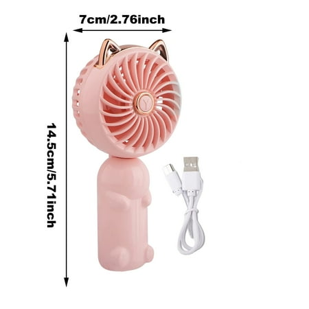 

Portable Handheld Fan 3 Speeds Strong Wind Mini USB Personal Fan Ventilator With Rechargeable Battery Cute Small Electric Fan For Girls/Women/Kidd/Lady Outdoor Travel