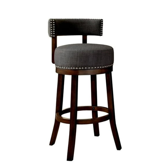 Bowery Hill Contemporary Fabric 24-inch Swivel Bar Stool in Gray (Set of 2)