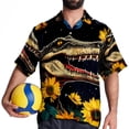 thumbnail image 4 of Crocodile Starry Sky Sunflower Men's Short Sleeve Shirts, Casual, Printed, Button Down Short, Summer Beach Shirts, Unisex, 4 of 6