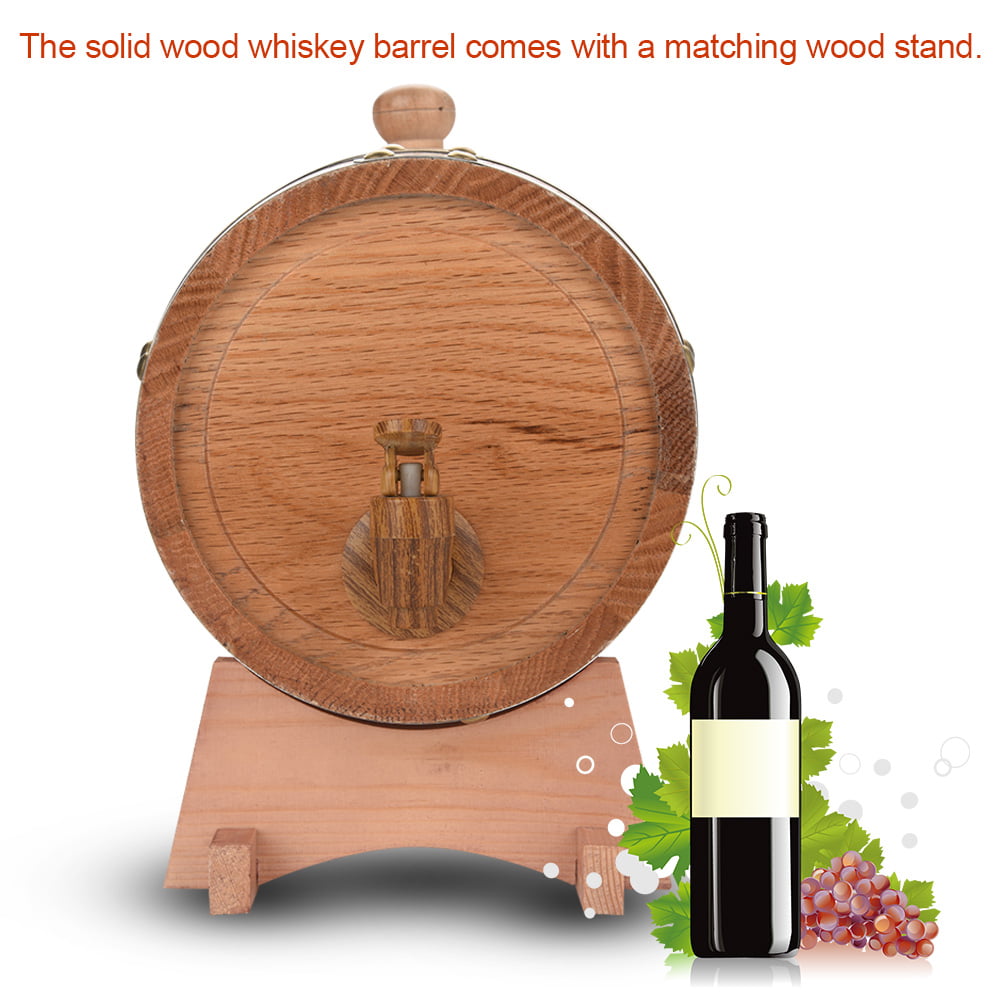 Oak Wine Barrel with Rack 1.5L//3L Solid Wooden Wine Barrel Dispenser with Tap for Storage Or Aging Whiskey Beer Tequila Spirits
