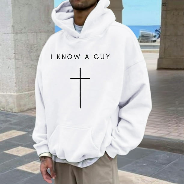 MHFRRA Sudadera con Capucha y Diseño de Jersey, Informal, Cómoda y Urbana para Creyentes Blanco