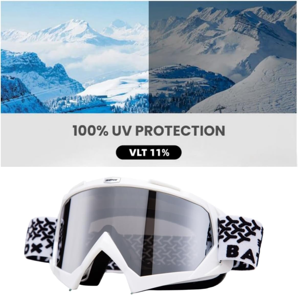 JJEAN-OTG Ski Snow Goggles, UV Protection Anti Fog Snowboard Goggles for Men Women Youth