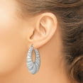 thumbnail image 3 of Auriga 925 Sterling Silver Rhodium-plated Satin & Diamond-cut Shrimp Oval Hoop Earrings for Women, 3 of 6