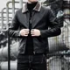 thumbnail image 2 of Chaqueta de cuero gruesa y con forro polar para hombre, chaqueta de negocios con cuello abatible, moda coreana, otoño/invierno, novedad de 2024, 2 of 5