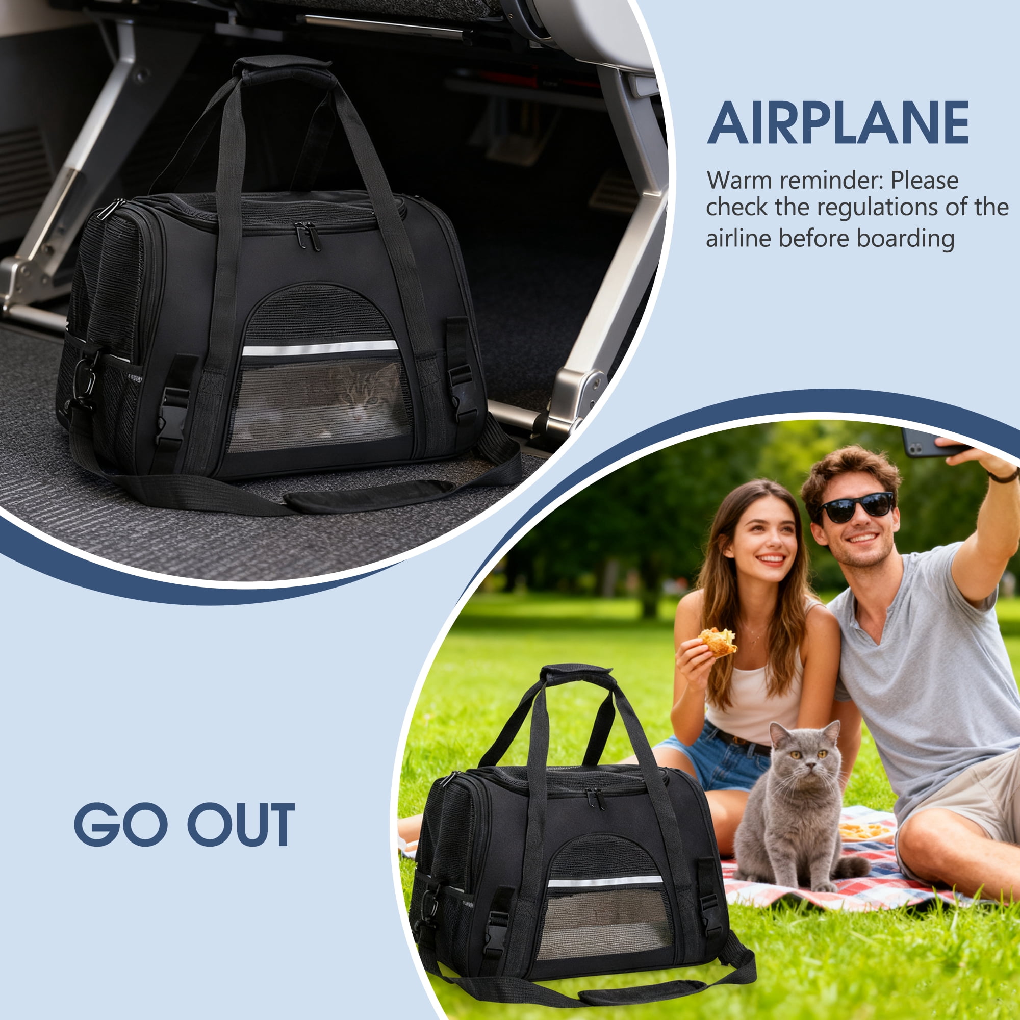 Pet Carrier, Cat Carrier, Cat Cage, Portable Pet Carriers Travel Bag, Folding Pet Cage with Removable Washable Soft Mat