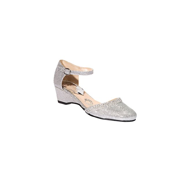 ZAPATILLAS TACONES CUÑA VESTIR LEON NIÑA PLATA TEXTIL 1680 Leon 1680p