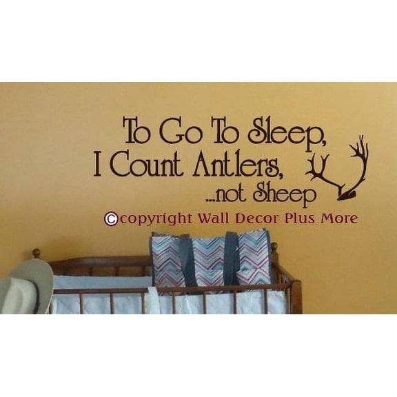 Nusery Décor To Go to Sleep I Count Antlers Wall Decals Sticker Quote, 33x11-Inch, Chocolate Brown